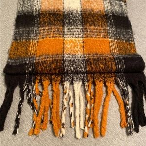 Large boutique black and burn orange scarf